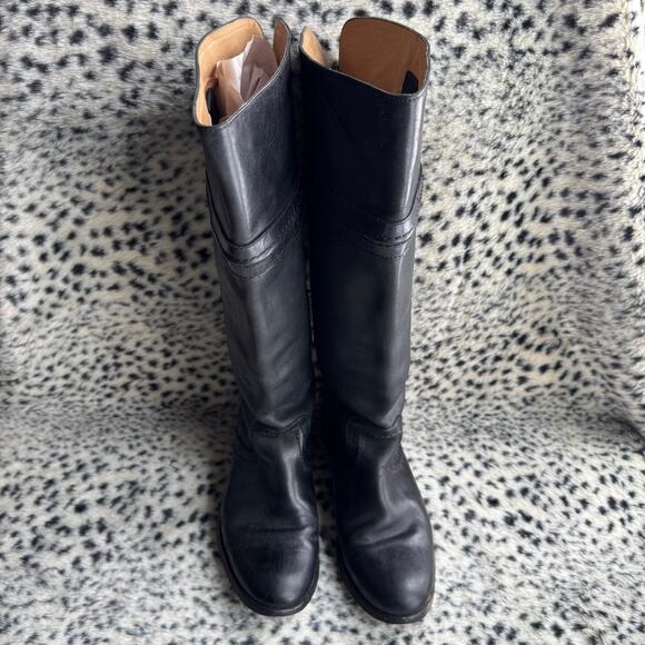 Frye Boots Melissa Trapunto Black Riding Equestrian Leather Pull On Size 7.5 B - Picture 3 of 13